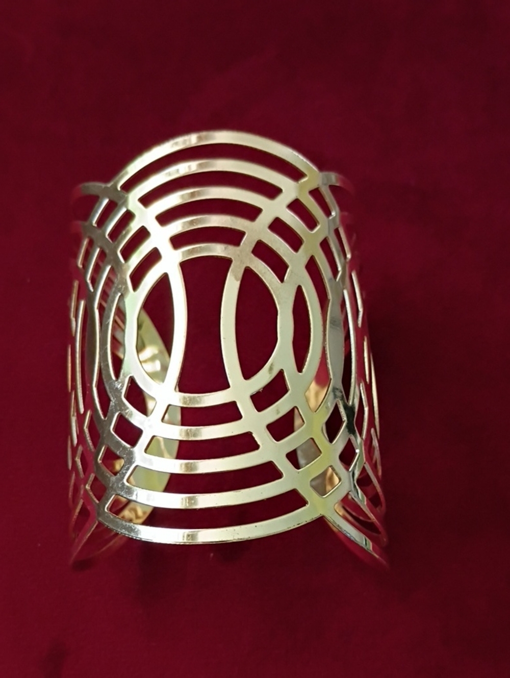 Geometric Cutout Gold Tone Cuff Bracelet